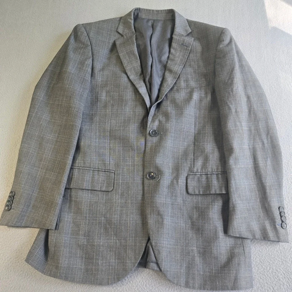 Bocaccio Uomo Blazer Mens 38S Grey Plaid Two Button Sport Coat Tailored Fit